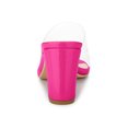 thumbnail image 4 of BLISSFUL STEP Women's Clear Point Toe High Block Heel Mules Slides Sandals Hot Pink 8.5, 4 of 8