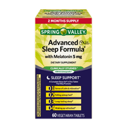 Spring Valley Advanced Sleep Formula* with Melatonin 5 mg Vegetarian Tablets, 60 Ct