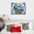 thumbnail image 4 of ONETECH Navy Blue Poster Wall Decor for Bedroom Vintage Floral Pattern Canvas Print Bathroom Abstract Retro Flowers Picture Modern Blue Wall Art Framed Home Paintings Art  Wall Decoration, 4 of 4