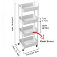 thumbnail image 2 of Carrito utilitario rodante Sywhitta de plástico de 4 niveles con asa, blanco, 2 of 9
