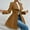 Coffee, variant on Women's Solid Color Lapel Woolen Coat with Slim Long Fit for Fall and Winter Fashion