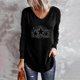 thumbnail image 2 of Camiseta de manga larga con cuello en V para mujer, blusa de lentejuelas brillantes, Tops tipo túnica Fridja  FKASFK4577, 2 of 5