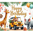 thumbnail image 3 of Cartoon Animals Happy Birthday Banner Decorative Balloons Jungle Theme Party Decoration for Kids Celebration Outdoor Event Photography, 3 of 7