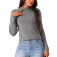 thumbnail image 1 of Suéter de manga larga de cuello redondo para mujer, casual, de ajuste ceñido, gris, talla M, 1 of 5