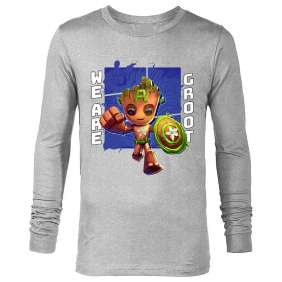 Marvel 85th Anniversary We Are Groot Captain America - Long Sleeve T-Shirt for Men - Customized-Athletic Heather