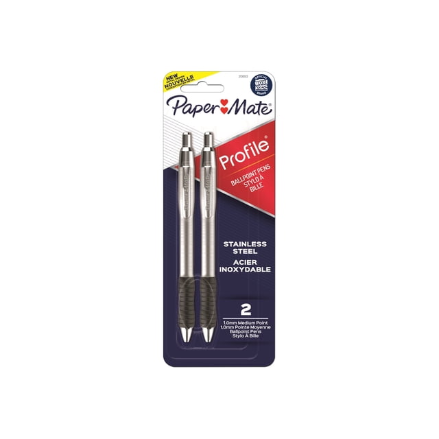 Paper Mate Profile - Stylo-Bille - Noir - 1 mm - Moyen - Rétractable (Lot de 2)