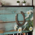 thumbnail image 5 of Daisy Flower Rod Pocket Curtain Valance, Vintage Horseshoes Farmhouse Wooden Grain Teal Farmhouse Window Valance for Living Room, Bedroom, Kitchen 54"W x 18"L, 5 of 9