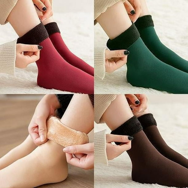 Calcetines de otoño e invierno para mujer, gruesos y aterciopelados, calcetines fríos y cálidos para la nieve, calcetines de suelo para hombre y mujer, calcetines de tubo