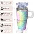 thumbnail image 3 of Leak-Proof 20oz Stainless Steel Coffee Tumbler with Handle, Geometric Texture Double Wall Insulated Travel Mug, 3 of 5