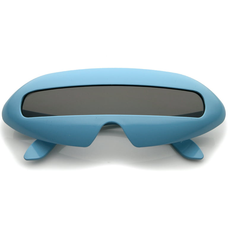 zeroUV Unisex Futuristic Cyclops Costume Single Shield Lens Novelty Wrap  Sunglasses 70mm (Light Blue / Smoke) - 70mm 