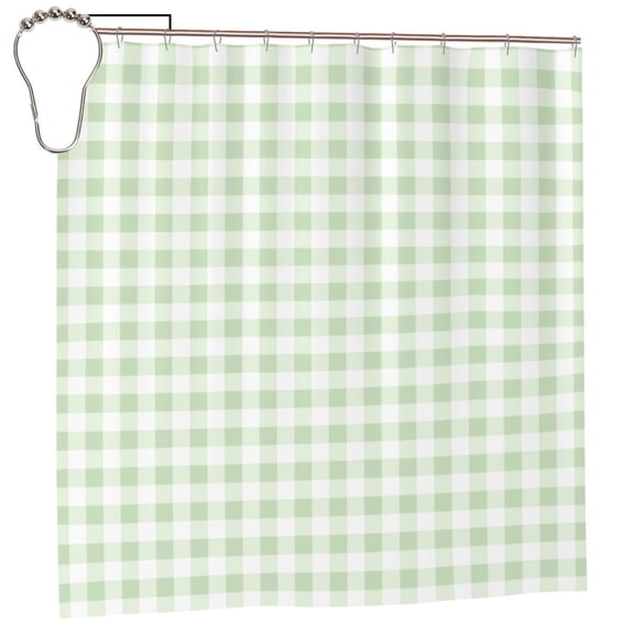 Fuzoiu Pistachio Green Checkboard Print Waterproof Shower Curtain 72x72in with Heavy Duty Metal Grommets,Machine Washable Spring Modern Shower Curtains
