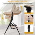 thumbnail image 4 of CL.HPAHKL 3-Person Covered Porch Swing for Outside, 3-Seat Patio Swings with Canopy and Adjustable Shade Porch Swing with Stand Swing Chairs for Porch, Garden, Poolside, Backyard, Beige, 4 of 7