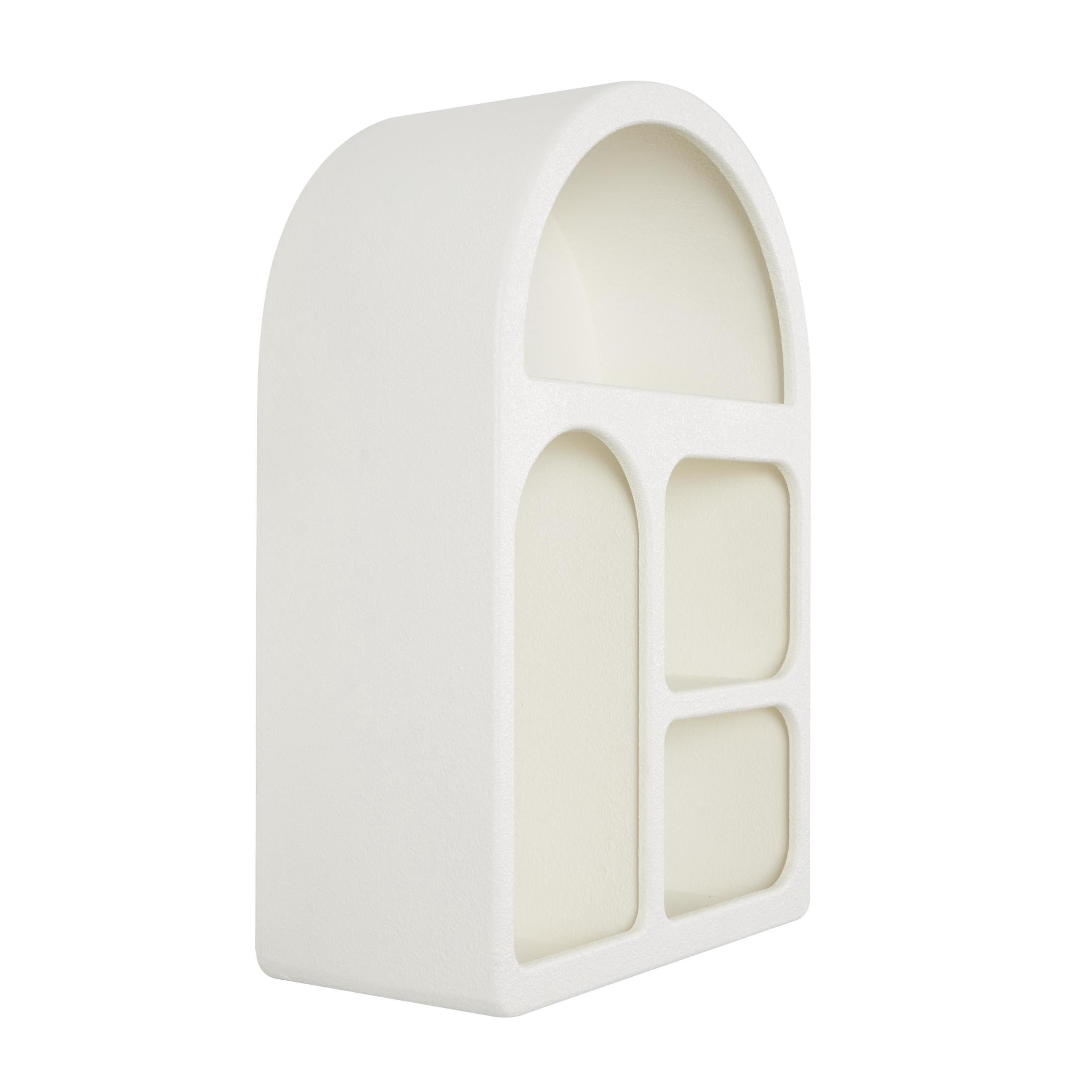 DecMode 16" x 8" Arched 4-Tier Cream Geometric Wall Shelf with Rounded Block Shapes