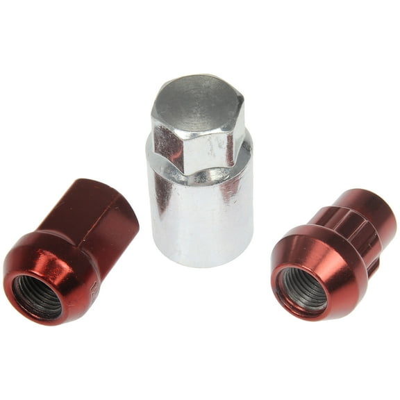 Dorman 713-475E Wheel Lug Nut for Specific Nissan Models, Red; Chrome (Pack of 20)