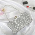 thumbnail image 2 of Bolso de noche para mujer, hermoso bolso de mano con diamantes de imitación brillantes, plateado, 2 of 7