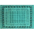 thumbnail image 1 of Ahgly Company Machine Washable Indoor Rectangle Oriental Turquoise Blue Industrial Area Rugs, 6' x 9', 1 of 4