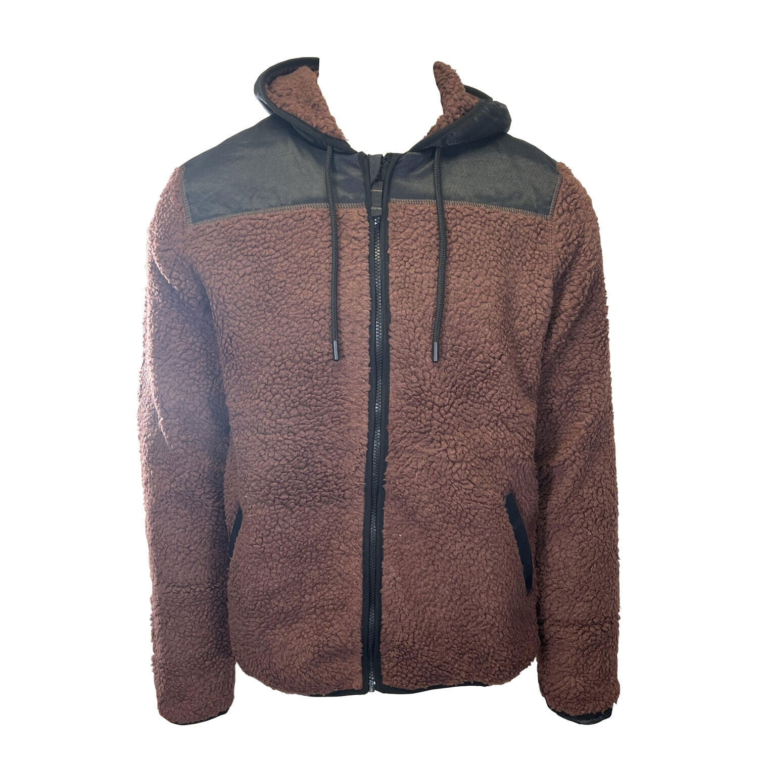 Jack & Jones Men's Maroon Jacket Authentic Sherpa Teddy Fleece