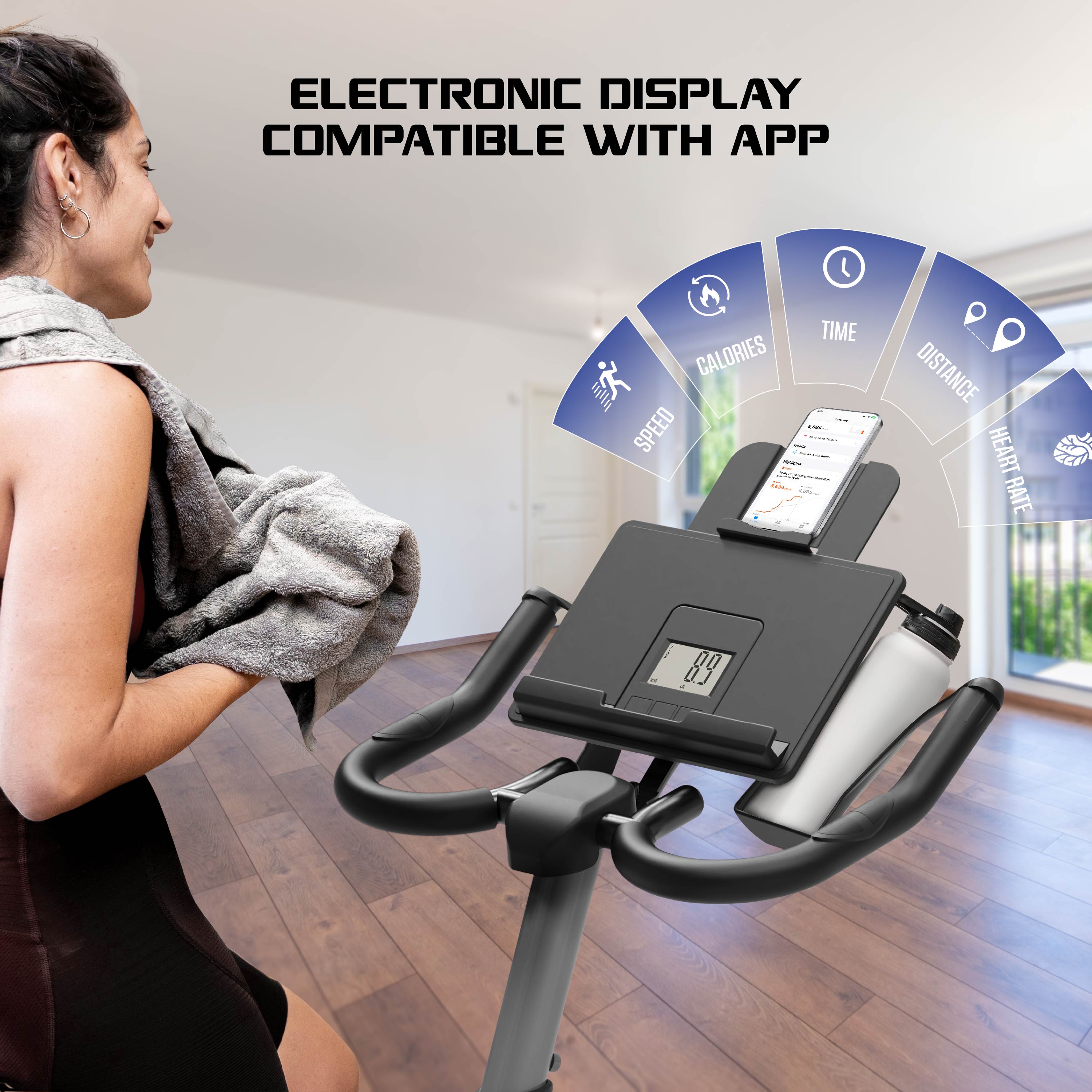 FitRx Hyper Indoor Exercise Bike, Adjustable Magnetic Resistance Stationary Cardio Workout Bike with LCD Screen for Home Workouts