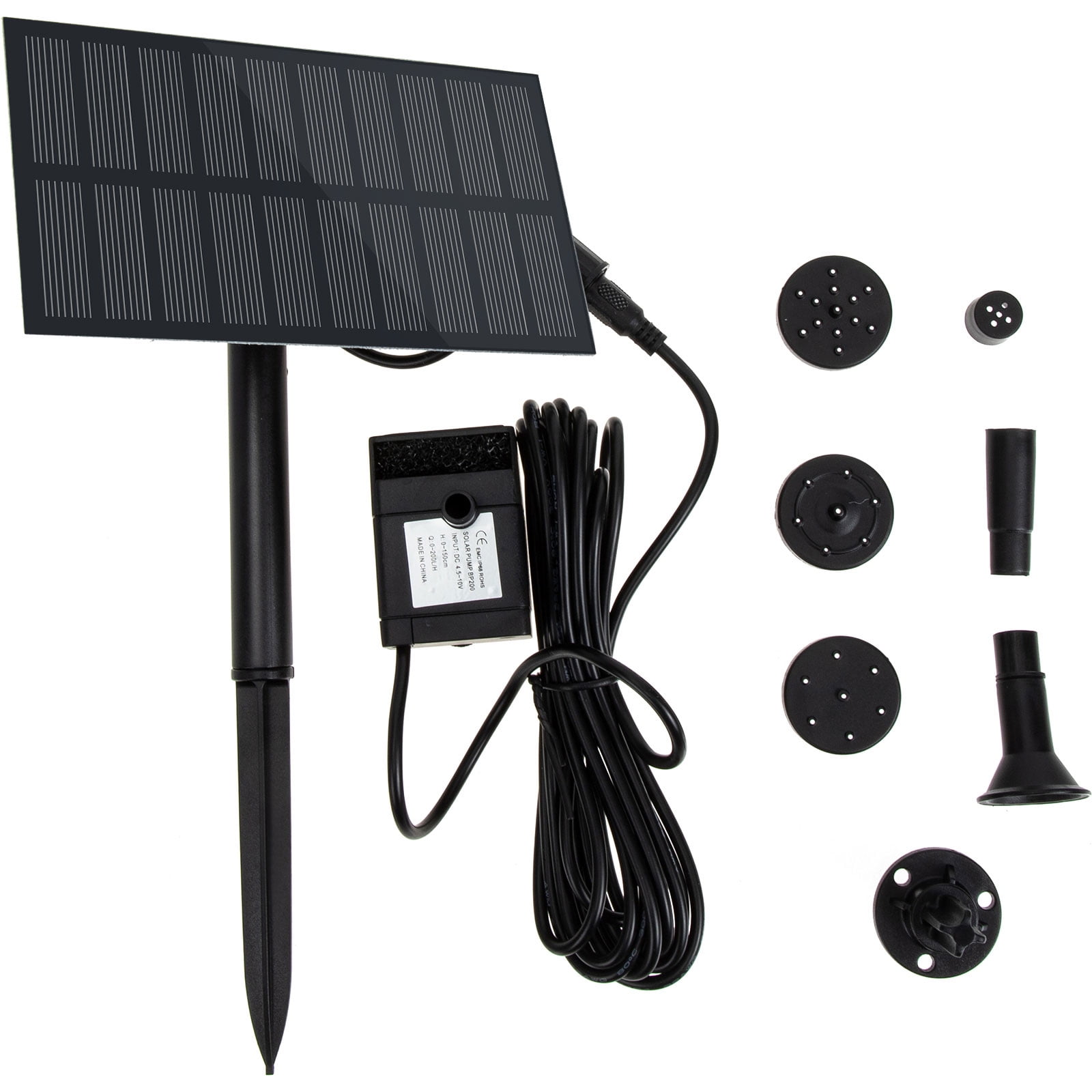 Solar Pump Water Fountain Powered Garden Pond Features Hoses Decoration