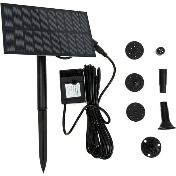 Solar Pump Water Fountain Powered Garden Pond Features Hoses Decoration