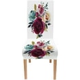 thumbnail image 2 of Chair Cover 4 Pack Water Floral Bouquet Burgundy Red Navy Blue Roses Peonies Leaves Kitchen Chair Slipcovers Classy Decor for Home and Banquet, 2 of 5