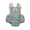 thumbnail image 1 of Newborn Baby Boys Girls Ribbed Sleeveless Rainbow Pattern Square Collar Button Romper Pink 3-6 Months, 1 of 6