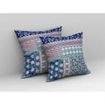 thumbnail image 4 of Flower Castle Patchwork Faux Suede Fabric Throw Pillow in Blue and Pink 18x18, 4 of 6