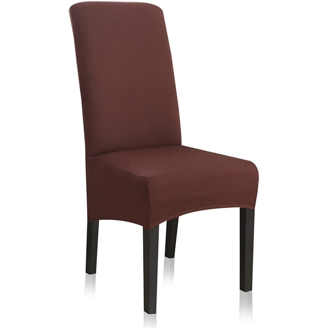 Stretch Dining Chair Slipcovers, XL/Oversized Removable Washable Soft Spandex Extra Large Dining Room Chair Covers for Kitchen Hotel Table Banquet Solid Color (4 Per Set, Coffee)