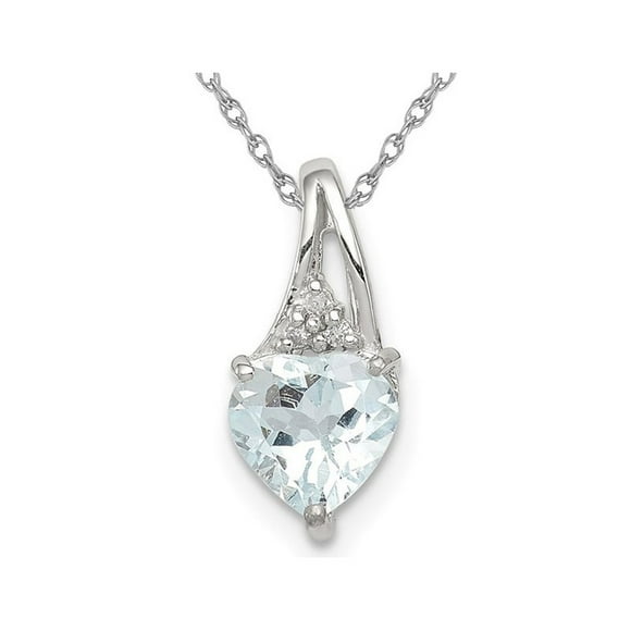 1/2 Carat (ctw) Aquamarine Heart Pendant Necklace in Sterling Silver with Chain