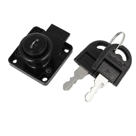 19mm Dia Cylinder Head Cupboard Security Drawer Lock Locker Black w 2 Keys