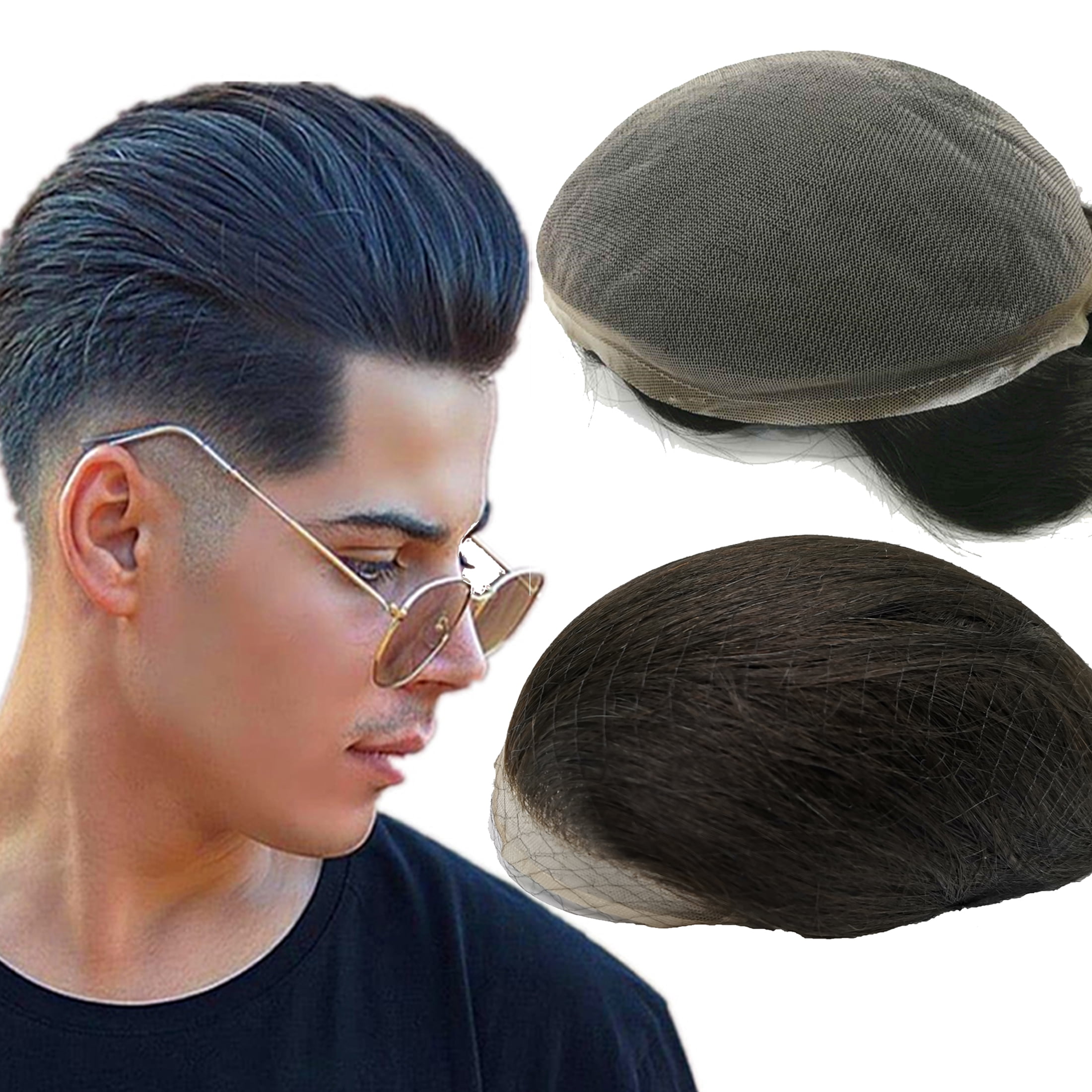 NLW European human hair toupee for men with Soft Super fine Swiss lace  10x8