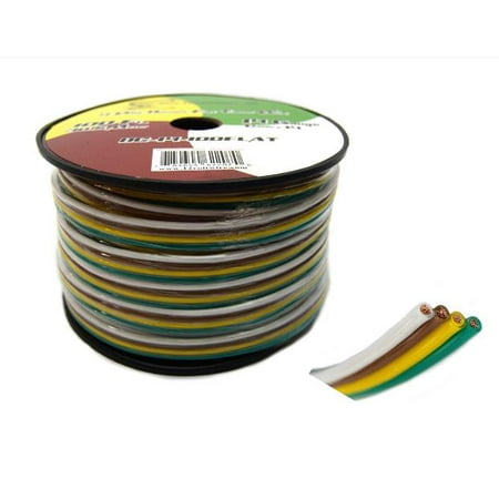 Flat Trailer Light Cable Wiring Harness 100 Feet 14 AWG 4 Wire Real (Best Thing For Flat Feet)