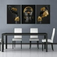 thumbnail image 4 of FCCUYE Canvas Wall Art Painting African Woman Pictures Modern Gold Black Woman Holding Gold Jewelry Posters Prints Artwork Home Decor for Living Room Bedroom Office d - 12"x16"x3pcs, 4 of 7