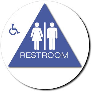 

California Unisex Accessible RESTROOM Door Sign - Color Reverse-Blue / White (1 Unit)