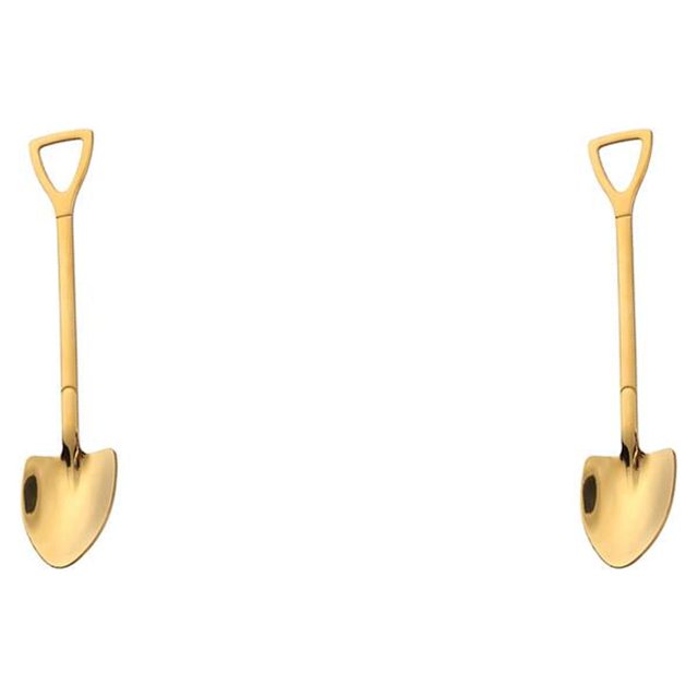 Wosthever Cuchara reutilizable a prueba de óxido para helado, cuchara para café, cuchara para postre, cuchara para sandía, cuchara colgante de Dorado pala de punta 2Conjunto