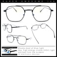 thumbnail image 2 of Hipster Metal Rectangle Double Bridge Blue Light Filtering Computer Glasses Black, 2 of 8