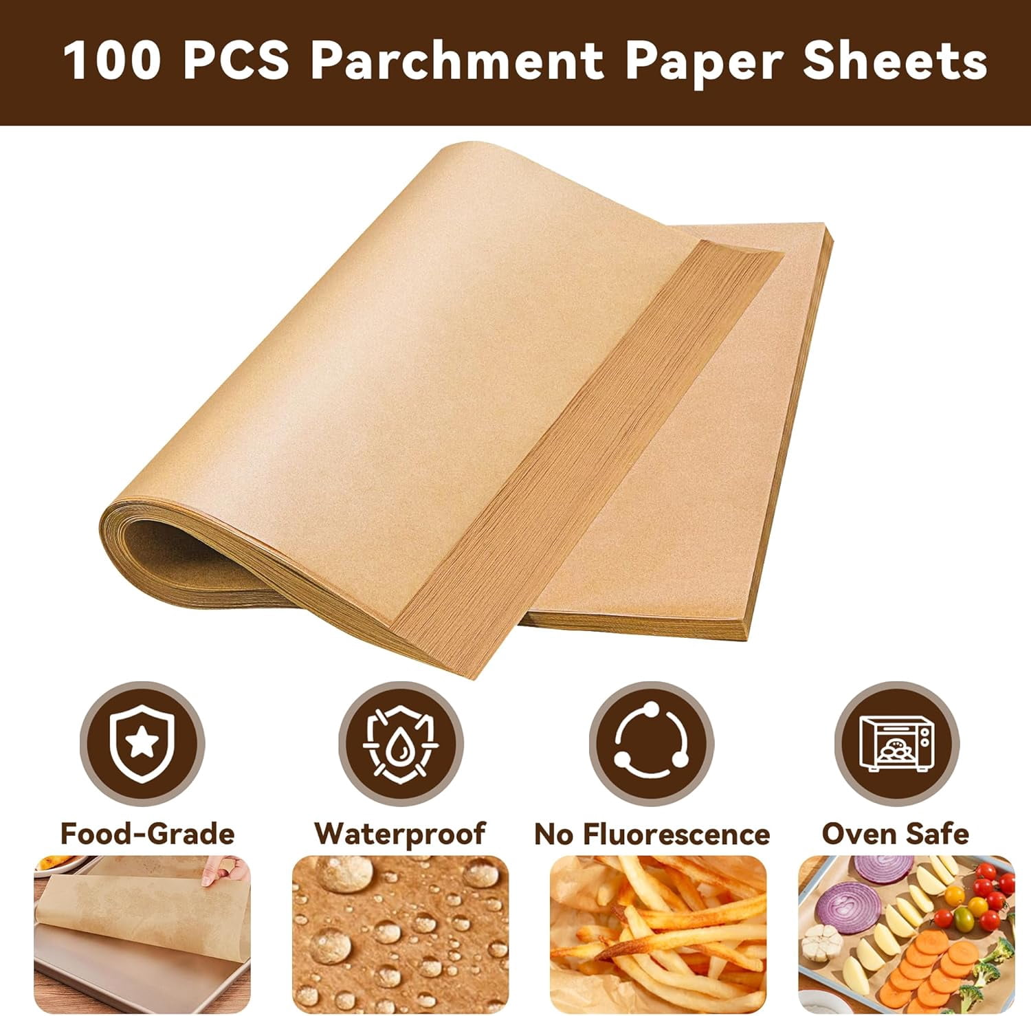 Air Fryer Liners Disposable Compatible with the Breville Smart Oven Air Fryer Pro BOV900BSS, 100PCS Parchment Paper for Baking, Baking Sheet Accessories for Breville BOV900BSS Oven