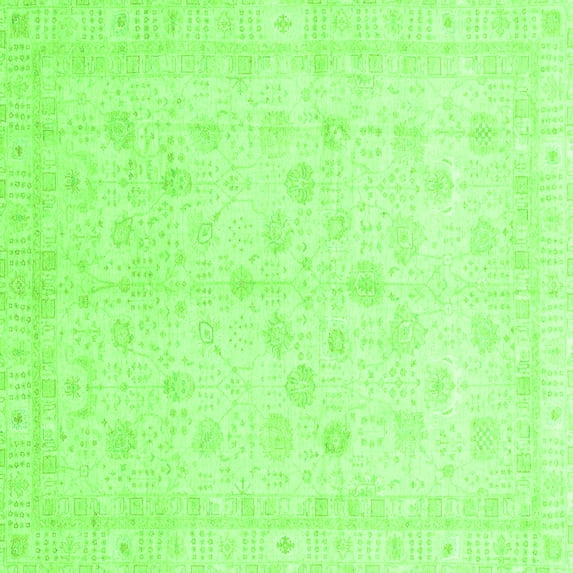 Ahgly Company Indoor Square Oriental Green Traditional Area Rugs, 7' Square