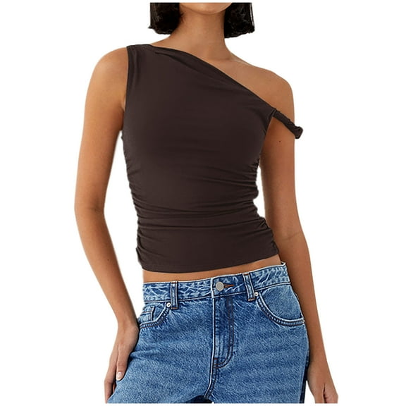 Abomasnow Trendy Queen Womens Summer Off The Shoulder Tops Going Out T Shirts Crop Tank Top Fashion Clothes Spring Outfits 2025