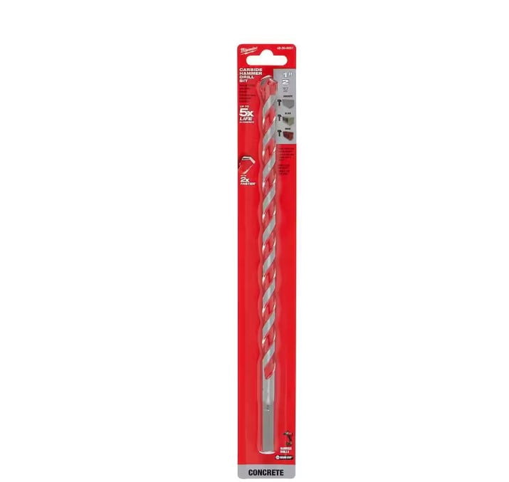 Milwaukee Tool 1/2" x 10" x 12" SHOCKWAVE Impact Duty Carbide Hammer Drill Bit with POWER TIP