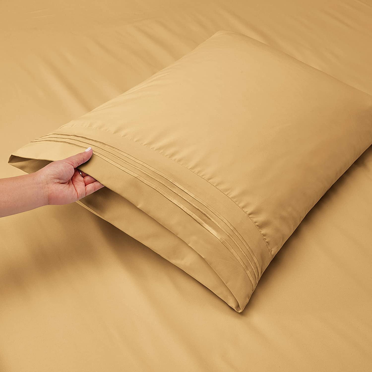 VEGAS HOTEL COLLECTION One Piece Duvet Cover { Zippered Closure } 1000 Thread Count- Fabulous Solid Looking (Size : Super King) Gold