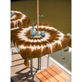 thumbnail image 3 of Square Outdoor Tablecloth With Umbrella Hole And Zipper– Abstract Explosion Tie Dye Waterproof Patio Table Cover for Party, Picnic, Backyard, 54"x54" , Brown White, 3 of 8