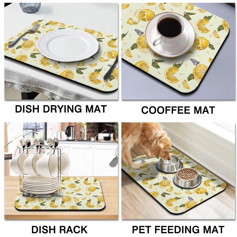 DEXI Drying Mat Kitchen Counter Coffee Bar Accessories Dish Rack Tray  Station Pad Cofee Maker Mats for Countertops,Absorbent Quick Dry, 12x19  Blue