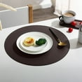 thumbnail image 5 of Faux Leather Placemats round Solid Color Coffee Mats Waterproof Easy Clean Kitchen Table Protectors Dining Room Decor, Ukhbmc | Brown, 5 of 9