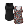 thumbnail image 2 of SHOWMALL Plus Size Tank Tops for Women 2 Pack, Trendy Floral Printed Loose Fit Sleeveless Shirts, Casual Dressy Tops -Black & Bold Retro Floral Black 1X, 2 of 8
