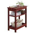 thumbnail image 4 of Kings Brand Furniture - Slim Wood Side End Table with Storage Shelves & Pull-Out Tray, Nightstand for Bedroom, Living Room, Red, 4 of 5