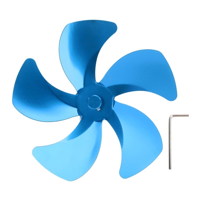 Aspas de repuesto para ventilador de estufa de aleación de aluminio que mejoran la circulación del aire caliente, ventilador de chimenea de 5 aspas para accesorios de ventilador de estufa, color azul