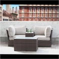 thumbnail image 4 of JERFIT 2-Person Outdoor Patio Furniture Set, Espresso Wicker Loveseat & Coffee Table with Gray Cushions, All-Weather, No Assembly Required, 4 of 7