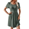 thumbnail image 3 of SHINE UP Dresses for Women Summer Square Neck Short Sleeve Knee Length Dress with Pockets, 3 of 6