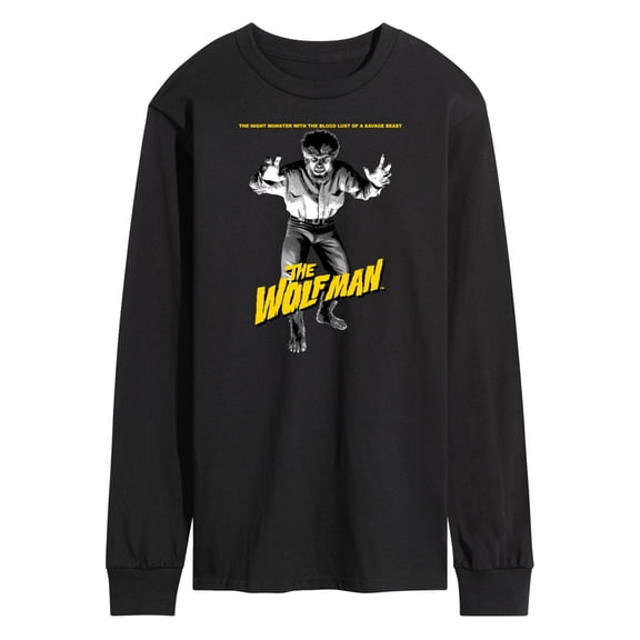 Classic Monsters - The Wolf Man - The Night Monster with The Blood Lust of a Savage Beast - Men's Long Sleeve T-Shirt